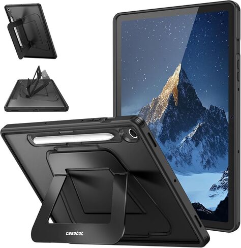 Fintie Shockproof Case for Samsung Galaxy Tab S10 Lite/ S10 FE/ S9 FE 5G 10.9 Inch/Tab S9 11 Inch with S Pen Holder, Slim Frosted Hard Cover with Multi-Angle Kickstand, Black in Kuwait