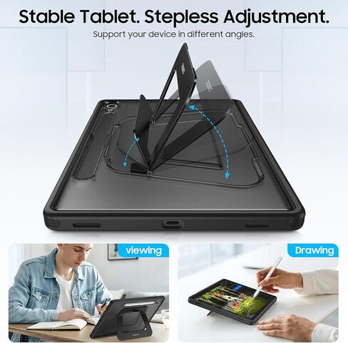 Fintie Shockproof Case for Samsung Galaxy Tab S10 Lite/ S10 FE/ S9 FE 5G 10.9 Inch/Tab S9 11 Inch with S Pen Holder, Slim Frosted Hard Cover with Multi-Angle Kickstand, Black in Kuwait