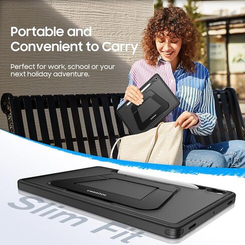 Fintie Shockproof Case for Samsung Galaxy Tab S10 Lite/ S10 FE/ S9 FE 5G 10.9 Inch/Tab S9 11 Inch with S Pen Holder, Slim Frosted Hard Cover with Multi-Angle Kickstand, Black in Kuwait