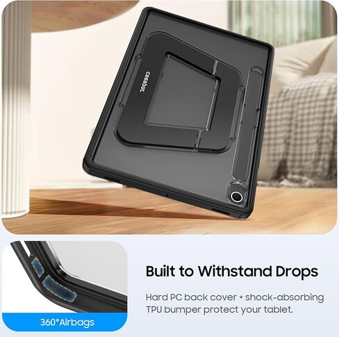 Fintie Shockproof Case for Samsung Galaxy Tab S10 Lite/ S10 FE/ S9 FE 5G 10.9 Inch/Tab S9 11 Inch with S Pen Holder, Slim Frosted Hard Cover with Multi-Angle Kickstand, Black in Kuwait
