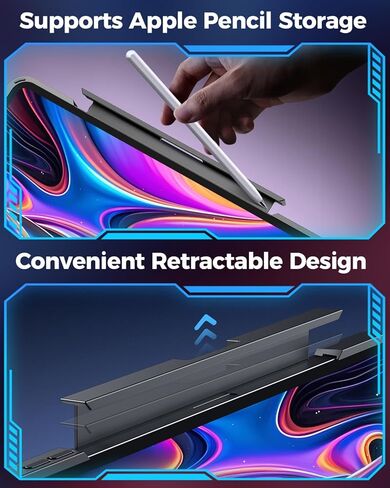 Wireless Keyboard Case for iPad Pro 13 Inch (M5 2025/M4 2024) with Pencil Holder, Clear Protective Cover with Multi-Touch Trackpad, 360 Rotatable Stand, 7-Color Backlight & 3-Brightness, Black in Kuwait