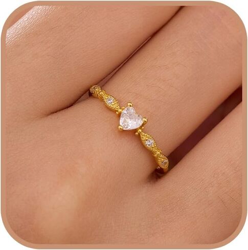 AIBELOPY 925 Sterling Silver Heart Rings for Women Teen Girls, Cubic Zirconia Rings Ruby Birthstone Engagement Promise Ring for Her Stackable Eternity Wedding Band Valentines Day Ring Gifts in Saudi Arabia