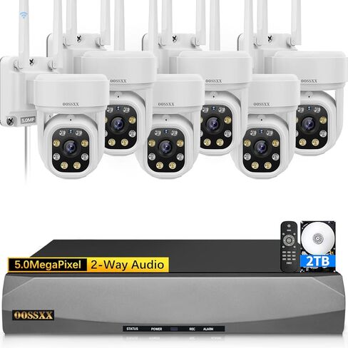 (2026 Update 120 Day Storage) 5MP PT Wireless Security Camera System with AI Human Tracking, Dual-Band 2.4G&5G WiFi, 130° Wide Angle, 2-Way Audio, No Monthly Fee, Outdoor Home Security Kit in Kuwait