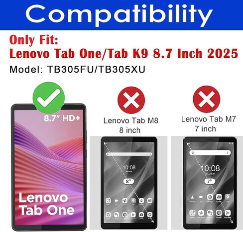 [2 Pack] Screen Protector For Lenovo Tab One/Tablet K9 8.7 Inch 2025 TB305FU, Tempered Glass Film Guard Compatible For Lenovo Tablet One 8.7" Anti-Scratch 9H Hardness Bubble-free Clear in Kuwait