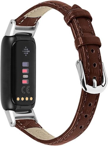 TenCloud 3-Pack Leather Bands Compatible with Fitbit Luxe, Classic Wristbands Metal Connectors Replacement Leather Strap for Luxe Fitness Tracker Women Men in Kuwait