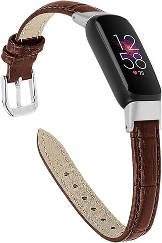 TenCloud 3-Pack Leather Bands Compatible with Fitbit Luxe, Classic Wristbands Metal Connectors Replacement Leather Strap for Luxe Fitness Tracker Women Men in Kuwait