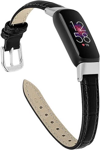 TenCloud 3-Pack Leather Bands Compatible with Fitbit Luxe, Classic Wristbands Metal Connectors Replacement Leather Strap for Luxe Fitness Tracker Women Men in Kuwait