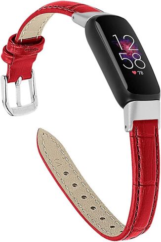 TenCloud 3-Pack Leather Bands Compatible with Fitbit Luxe, Classic Wristbands Metal Connectors Replacement Leather Strap for Luxe Fitness Tracker Women Men in Kuwait
