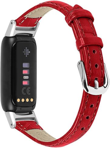 TenCloud 3-Pack Leather Bands Compatible with Fitbit Luxe, Classic Wristbands Metal Connectors Replacement Leather Strap for Luxe Fitness Tracker Women Men in Kuwait