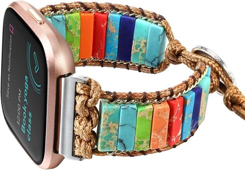 سوار Boho المضفر متوافق مع Fitbit Versa 4/Versa 3/Sense/Sense 2 للنساء، حزام منسوج يدويًا مطرز بالخرز لساعة Fitbit الذكية in Kuwait