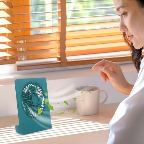 SHINEOFI USB مروحة سطح مكتب صغيرة قابلة لإعادة الشحن ومبرد هواء محمول صامت للاستخدام المكتبي والمنزلي، مروحة شاشة معلقة باللون الأخضر مع كابل شحن USB in Kuwait