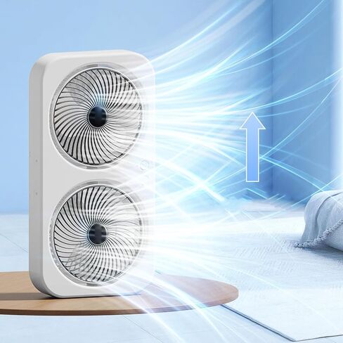 مروحة تبريد مزدوجة قابلة لإعادة الشحن عبر USB، محرك بدون فرشاة، مروحة مكتب صغيرة صامتة متعددة السرعات، دوران هواء 360 درجة، مروحة مكتبية للمنزل والنوم على الحائط in Kuwait