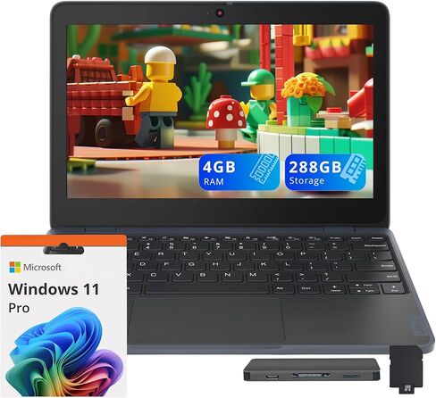 Lenovo 100w Gen 4 11.6" HD Laptop, Intel Processor N100, 4GB LPDDR5, 1.12TB Storage (128GB SSD+ 1TB Docking Station Set), Intel UHD Graphics, 720p HD Camera Wi-Fi 6, Win 11 Pro, Gray in Kuwait