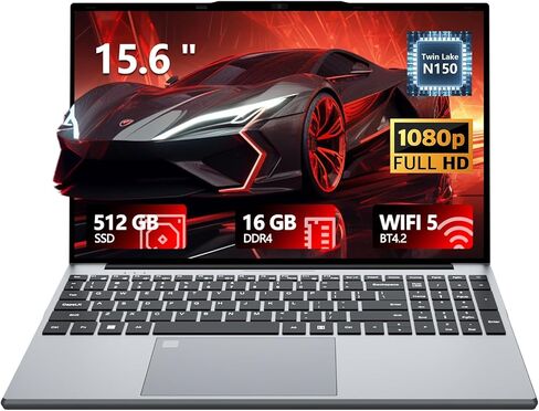 2026 Laptop, 15.6 inch Laptop Computer, 16GB RAM 512GB SSD, Celeron N150, Lap top with Backlit KB Fingerprint, WiFi5, BT4.2, 180° Open, Mini HDMI, Win 11 Pro in Kuwait