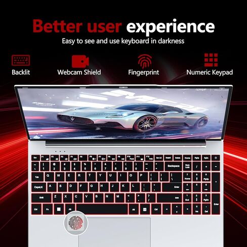 2026 Laptop, 15.6 inch Laptop Computer, 16GB RAM 512GB SSD, Celeron N150, Lap top with Backlit KB Fingerprint, WiFi5, BT4.2, 180° Open, Mini HDMI, Win 11 Pro in Kuwait