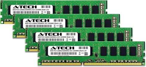 مجموعة A-Tech بسعة 32 جيجابايت (4 × 8 جيجابايت) من ذاكرة الوصول العشوائي لـ Dell PowerEdge R210 وR210 II وR220 وT110 II | ترقية ذاكرة الخادم DDR3 1600MHz PC3-12800 ECC-UDIMM 2Rx8 1.5V ECC غير المخزنة in Kuwait