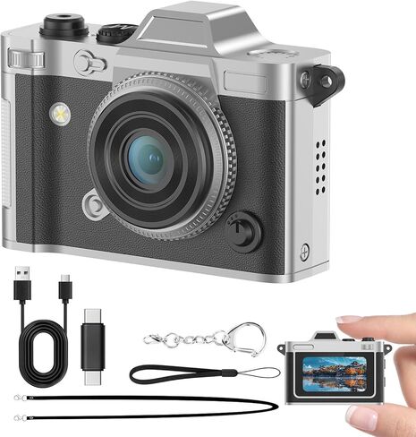 Mini Keychain Digital Camera, 2K Retro Tiny Camera with 1.47" IPS Screen & 20MP Photos, Leather & Zinc Alloy Vintage Digicam for Travel, Vlog, Bag Charm, OTG Support for Android (Brown) in Saudi Arabia