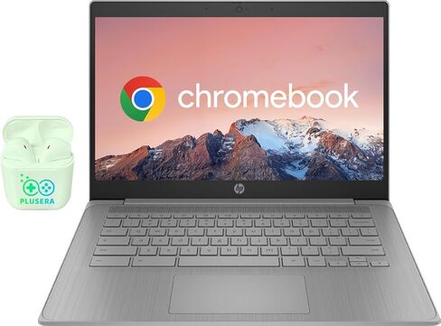 كمبيوتر محمول HP Chromebook مقاس 14 بوصة للأعمال والطلاب، وذاكرة وصول عشوائي سعتها 4 جيجابايت، ومحرك أقراص SSD سعة 64 جيجابايت، ومعالج Intel Celeron رباعي النوى، وكاميرا ويب عالية الدقة، وعمر بطارية طويل، ونظام تشغيل Chrome، رمادي (متجدد) in Kuwait