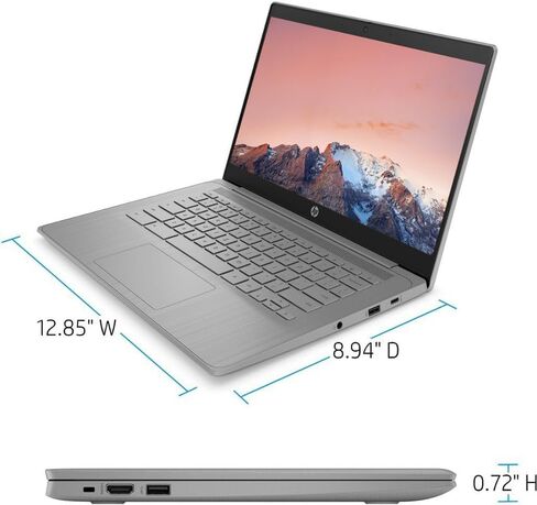 كمبيوتر محمول HP Chromebook مقاس 14 بوصة للأعمال والطلاب، وذاكرة وصول عشوائي سعتها 4 جيجابايت، ومحرك أقراص SSD سعة 64 جيجابايت، ومعالج Intel Celeron رباعي النوى، وكاميرا ويب عالية الدقة، وعمر بطارية طويل، ونظام تشغيل Chrome، رمادي (متجدد) in Kuwait