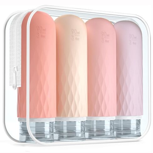 Gemice Travel Size Bottles for Toiletries,Tsa Approved 3oz Portable Travel Bottles, BPA Free Leak Proof Squeezable Travel Size Containers, Travel Accessories for Shampoo Conditioner Lotion (4 Pack) in Saudi Arabia