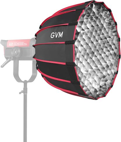 GVM 24" Quick-Release Softbox for Bowens Mount Light, 16-Rod Parabolic Softbox with Honeycomb Grid & Diffusers for GVM SD200B/SD300B/SD500B/SD650B/SD300C/SD700B Video Light in Kuwait