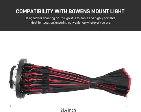 GVM 24" Quick-Release Softbox for Bowens Mount Light, 16-Rod Parabolic Softbox with Honeycomb Grid & Diffusers for GVM SD200B/SD300B/SD500B/SD650B/SD300C/SD700B Video Light in Kuwait
