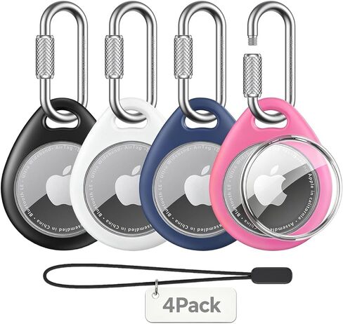 حامل علامات هوائية مكون من 4 عبوات لجهاز Apple Air Tag الجيل الثاني (2026) والجيل الأول، حافظة Airtag مع سلسلة مفاتيح مضادة للفقد، حافظة علامات هوائية من مادة TPU مقاومة للماء والصدمات، ملحقات AirTag واقية متعددة الألوان in Kuwait