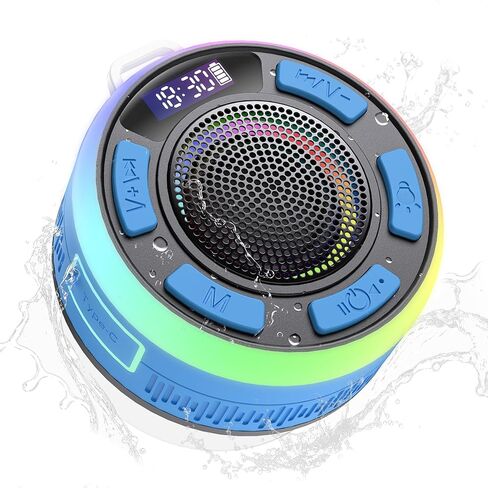 مكبر صوت بلوتوث PRSCFUM، مكبر صوت لاسلكي مقاوم للماء IP67 مع ضوء LED، مكبر صوت صغير محمول بقدرة 4 وات مع كوب شفط in Kuwait