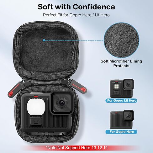 STARTRC VCR Carrying Case for gopro Hero 4K/ Lit Hero Accessories Hard Shell PU Cover Protection Storage MINI Bag Travel Portable Cases with Carabiner Action Camera in Kuwait