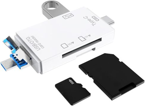 6-in-1 White Multi-Functional Card Reader for Phones, Computers, Cameras, TF/SD Cards, and USB Drives in Kuwait
