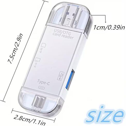 6-in-1 White Multi-Functional Card Reader for Phones, Computers, Cameras, TF/SD Cards, and USB Drives in Kuwait