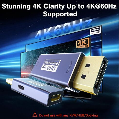 محول HDMI إلى DisplayPort أحادي الاتجاه (4K عند 60 هرتز/1080P عند 120 هرتز) | محول HDMI (المصدر) 2.0 أنثى إلى DP (العرض) 1.2 ذكر متوافق مع أجهزة الكمبيوتر المحمول وAMD وNVIDIA وPS5 وXbox والمزيد - حزمة واحدة in Kuwait