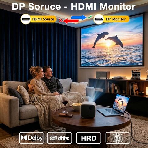 محول HDMI إلى DisplayPort أحادي الاتجاه (4K عند 60 هرتز/1080P عند 120 هرتز) | محول HDMI (المصدر) 2.0 أنثى إلى DP (العرض) 1.2 ذكر متوافق مع أجهزة الكمبيوتر المحمول وAMD وNVIDIA وPS5 وXbox والمزيد - حزمة واحدة in Kuwait