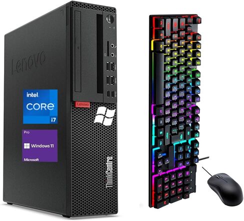 كمبيوتر لينوفو ثينك سنتر M910S SFF، كور i7-6700 - 3.40-4.00 جيجاهيرتز، 256 جيجا اس اس دي، 8 جيجا DDR4، ويندوز 11 برو، واي فاي، BT، لوحة مفاتيح وماوس (متجدد) in Kuwait