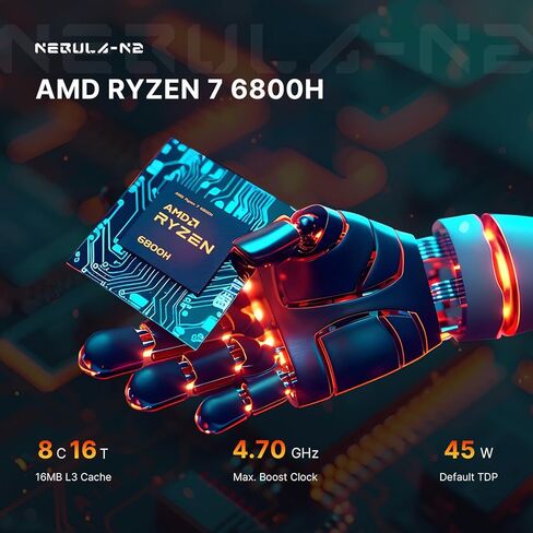 N2 PRO AMD Ryzen 7 6800H (Up to 4.7GHz) Gaming Mini PC, 32GB Dual DDR5 512GB PCIe SSD， Quad 4K Display/2.5 Gigabit LAN/Wi-Fi 6E/BT 5.2/11 Pro OS /8K USB4 in Kuwait
