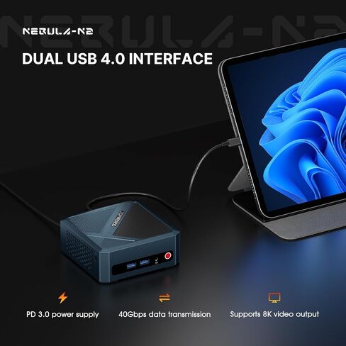 N2 PRO AMD Ryzen 7 6800H (Up to 4.7GHz) Gaming Mini PC, 32GB Dual DDR5 512GB PCIe SSD， Quad 4K Display/2.5 Gigabit LAN/Wi-Fi 6E/BT 5.2/11 Pro OS /8K USB4 in Kuwait