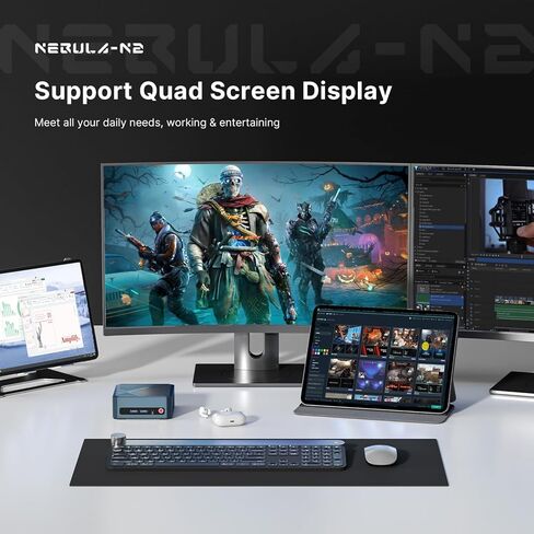 N2 PRO AMD Ryzen 7 6800H (Up to 4.7GHz) Gaming Mini PC, 32GB Dual DDR5 512GB PCIe SSD， Quad 4K Display/2.5 Gigabit LAN/Wi-Fi 6E/BT 5.2/11 Pro OS /8K USB4 in Kuwait