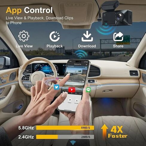 4K Front and Rear Dash Cam, Dual Dash Camera with WiFi and GPS, STARVIS 2 Night Vision, 170° Wide Angle Car Dash Camera, 128GB Card Included, Supports Up to 512GB in Kuwait