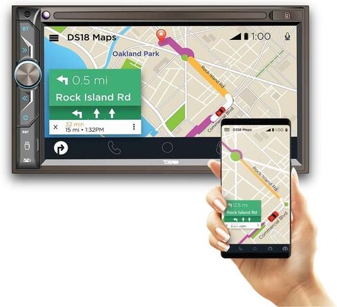 DS18 DDX6.9ML 6.9 بوصة شاشة لمس Mechless مزدوجة الدين مع بلوتوث وUSB ووصلة مرآة لنظام iOS وAndroid AUX/USB/SD/AM/FM (متجدد) in Kuwait