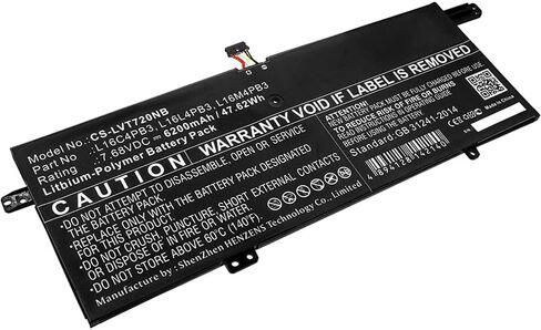 Replacement Battery for Lenov'o L16C4PB3,L16L4PB3,L16M4PB3,PN:L16C4PB3,L16L4PB3,L16M4PB3,6200mAh in Kuwait