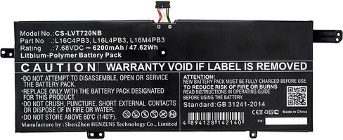 Replacement Battery for Lenov'o L16C4PB3,L16L4PB3,L16M4PB3,PN:L16C4PB3,L16L4PB3,L16M4PB3,6200mAh in Kuwait
