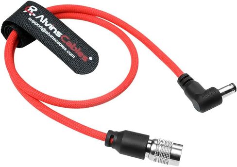 Alvin's Cables Ultra Flexible Hirose 4 Pin Male to DC Right Angle 5.5MM x 2.5MM Braided Power Cable for Blackmagic's cinema camera 4k, for Sound Devices 633|644|688, ZOOM F8 Recorder, 45cm|17.7in, Red in Kuwait