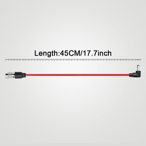 Alvin's Cables Ultra Flexible Hirose 4 Pin Male to DC Right Angle 5.5MM x 2.5MM Braided Power Cable for Blackmagic's cinema camera 4k, for Sound Devices 633|644|688, ZOOM F8 Recorder, 45cm|17.7in, Red in Kuwait
