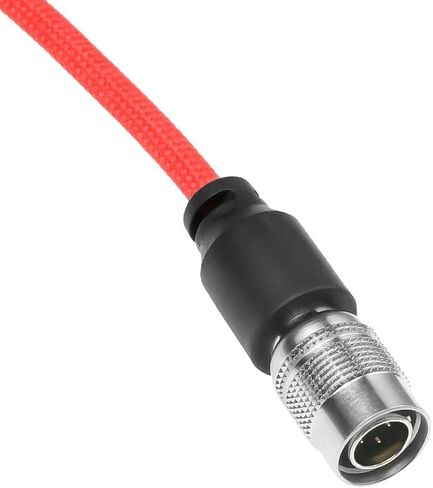Alvin's Cables Ultra Flexible Hirose 4 Pin Male to DC Right Angle 5.5MM x 2.5MM Braided Power Cable for Blackmagic's cinema camera 4k, for Sound Devices 633|644|688, ZOOM F8 Recorder, 45cm|17.7in, Red in Kuwait