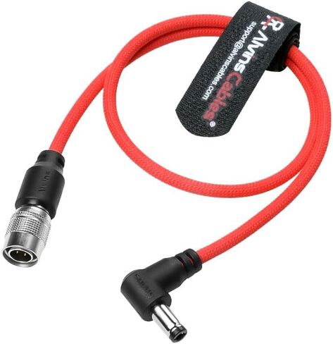 Alvin's Cables Ultra Flexible Hirose 4 Pin Male to DC Right Angle 5.5MM x 2.5MM Braided Power Cable for Blackmagic's cinema camera 4k, for Sound Devices 633|644|688, ZOOM F8 Recorder, 45cm|17.7in, Red in Kuwait