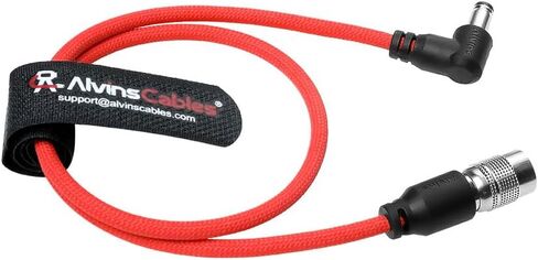 Alvin's Cables Ultra Flexible Hirose 4 Pin Male to DC Right Angle 5.5MM x 2.5MM Braided Power Cable for Blackmagic's cinema camera 4k, for Sound Devices 633|644|688, ZOOM F8 Recorder, 45cm|17.7in, Red in Kuwait