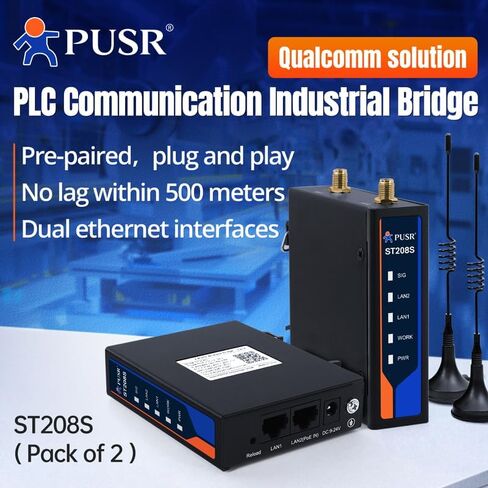 2 Piece 2.4 GHz Point to Point/Multipoint Wireless Bridge Plug and Play Qualcomm Solution Up to 500 M IP30 Waterproof Industrial Application External Antenna ST208S in Kuwait