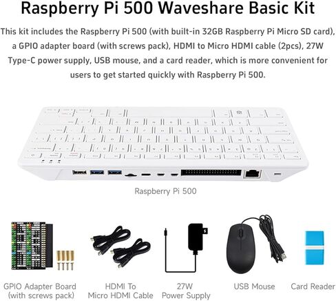 مضيف لوحة المفاتيح KLAYERS Pi 500 - تصميم أمريكي، تصميم مضغوط مع RPi 5 مدمج، معالج ARM رباعي النواة 64 بت، وحدة تحكم RP1 I/O، مخرج مزدوج 4K، مشتت حراري من الألومنيوم مدمج in Kuwait