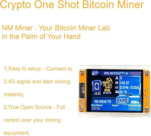 جهاز تعدين بيتكوين، جهاز تعدين واحد، جهاز تعدين الكل في واحد مع شاشة ذكية صغيرة مقاس 2.8 بوصة، سرعة تجزئة تصل إلى 1020 كيلو هرتز في الثانية، هادئ وسهل الإعداد، للتعليم والعرض والترفيه in Kuwait