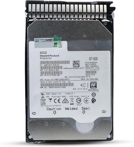 HP 12TB 7200 RPM SAS 12Gb/s 512e 3.5in Enterprise Hard Drive BL420c BL460c DL120 DL160 DL180 DL320e DL360 DL380 ML110 ML150 ML310e ML350 SL200t SL250 MB012000JWDFD 868210-001 G8 (Renewed) in Kuwait